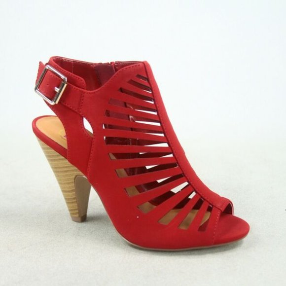 Women's  Fashion Strappy Caged Kitten Chunky Heel Sandal Shoes - Picture 10 of 16